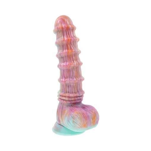 Evolved Fantasy Multicolor Vibrating Ribbed Dildo - Image 5