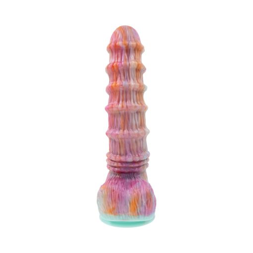 Evolved Fantasy Multicolor Vibrating Ribbed Dildo - Image 6