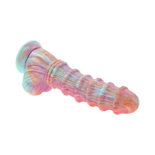 Evolved Fantasy Multicolor Vibrating Ribbed Dildo - Image 7