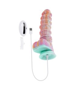 Evolved Fantasy Multicolor Vibrating Ribbed Dildo