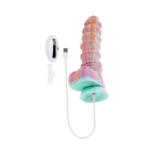 Evolved Fantasy Multicolor Vibrating Ribbed Dildo - Image 8