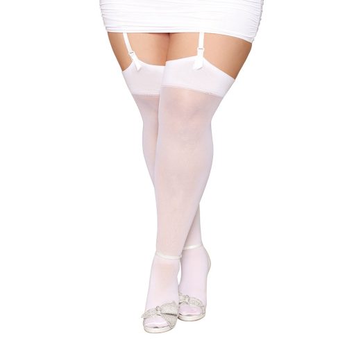 Dreamgirl 'Bride' Thigh High With Rhinestone Seam White Queen Size - Image 2