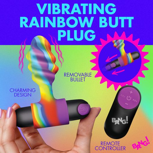 Bang! Vibrating Rainbow Butt Plug - Image 7