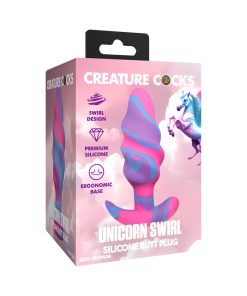 Creature Cocks Unicorn Swirl Silicone Butt Plug L