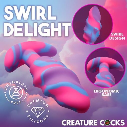 Creature Cocks Unicorn Swirl Silicone Butt Plug M - Image 8