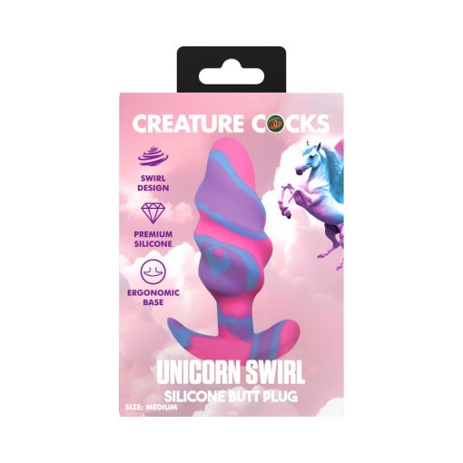 Creature Cocks Unicorn Swirl Silicone Butt Plug M - Image 10