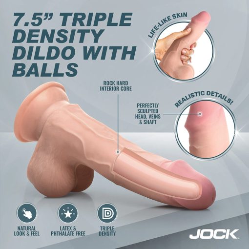 Jock Hard-Core 7.5 In. Triple Density Dildo With Balls - Image 4