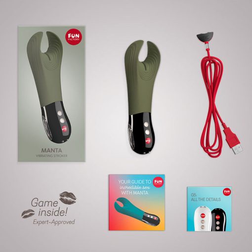 Fun Factory Manta Vibrating Stroker Moss Green - Image 3