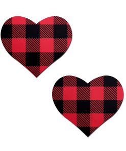 Pastease Buffalo Plaid Heart Pasties Red