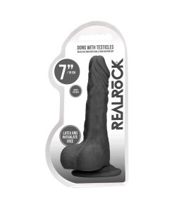 Realrock Realistic Dildo With Balls 7 In. Black