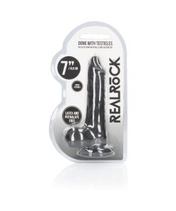 Realrock Realistic Dildo With Balls 7 In. Black