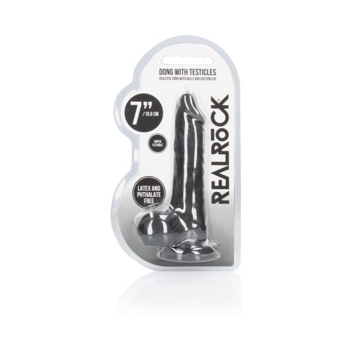 Realrock Realistic Dildo With Balls 7 In. Black - Image 11
