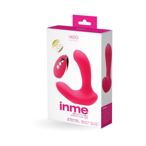 Vedo Inme Rechargeable Dual Vibe With Remote Pink - Image 5