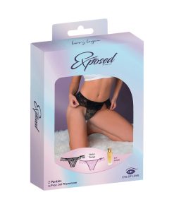Magic Silk Pheromone Panties Flutter Thong 2-Pack Lilac/Black Queen Size