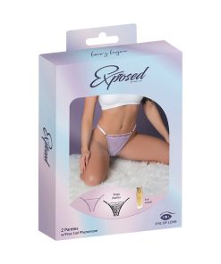 Magic Silk Pheromone Panties Tanga Panty 2-Pack Lilac/Black S/M