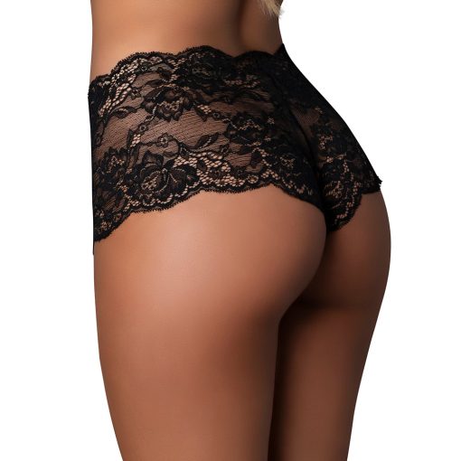 Magic Silk Pheromone Panties Split Crotch Lace Boy Short 2-Pack Aqua/Black S/M - Image 5