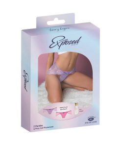 Magic Silk Pheromone Panties Mesh & Lace Boy Short 2-Pack Lilac/Rose S/M