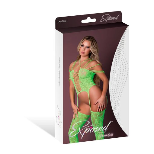 Magic Silk Seamless Bodystocking Neon Lime O/S - Image 4