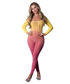 Magic Silk Seamless Long Sleeve Bodystocking Ombre Sunset O/S
