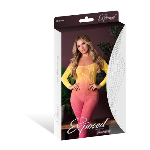 Magic Silk Seamless Long Sleeve Bodystocking Ombre Sunset O/S - Image 4