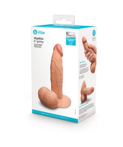 B-Vibe Slipskin Realistic Silicone Dildo 6 In. Girthy Mocha