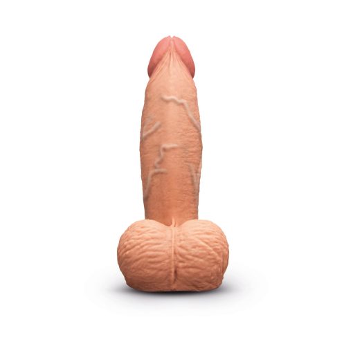B-Vibe Slipskin Realistic Silicone Dildo 6 In. Girthy Mocha - Image 2