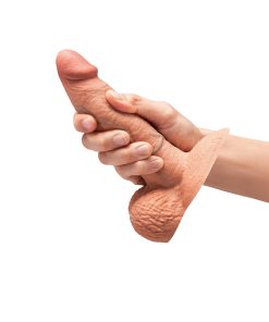 B-Vibe Slipskin Realistic Silicone Dildo 6 In. Girthy Mocha