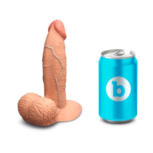 B-Vibe Slipskin Realistic Silicone Dildo 6 In. Girthy Mocha - Image 9