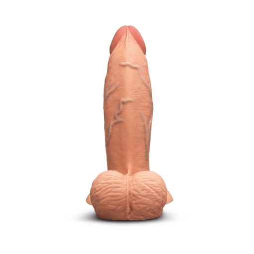 B-Vibe Slipskin Realistic Silicone Dildo 7 In. Girthy Mocha - Image 2