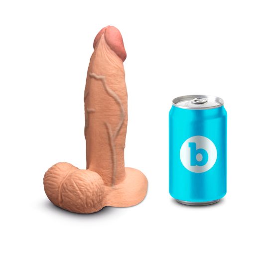 B-Vibe Slipskin Realistic Silicone Dildo 7 In. Girthy Mocha - Image 9
