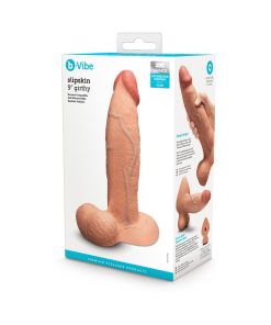 B-Vibe Slipskin Realistic Silicone Dildo 9 In. Girthy Mocha