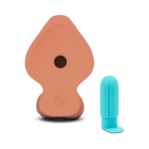 B-Vibe Slipskin Realistic Silicone Dildo 9 In. Girthy Mocha - Image 5