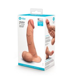 B-Vibe Slipskin Realistic Silicone Dildo 8 In. Curved Mocha