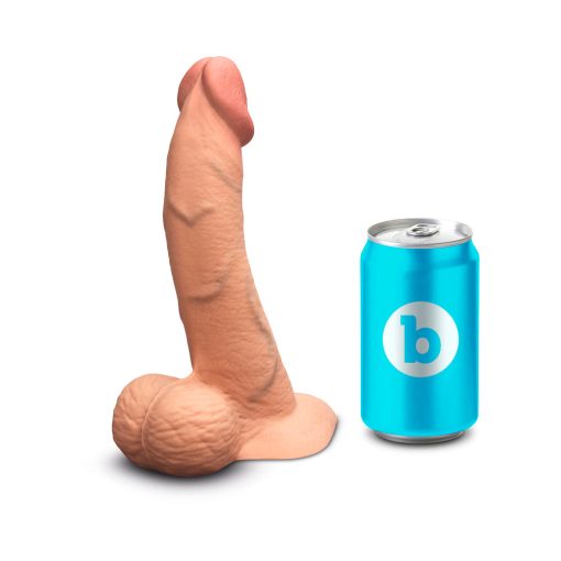B-Vibe Slipskin Realistic Silicone Dildo 8 In. Curved Mocha - Image 9