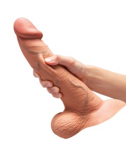 B-Vibe Slipskin Realistic Silicone Dildo 10 In. Curved Mocha