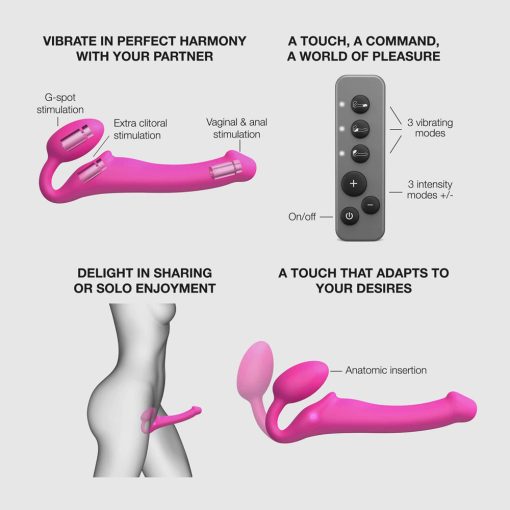 Strap-On-Me Vibrating Bendable Strap-On M Fuchsia - Image 7