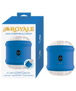 The Royale Vibrating Masturbator Cylinder – Open-Ended, Rechargeable, Blue
