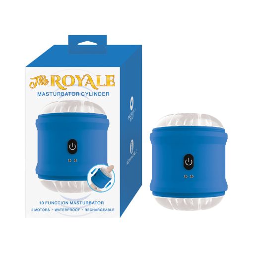 The Royale Vibrating Masturbator Cylinder – Open-Ended, Rechargeable, Blue