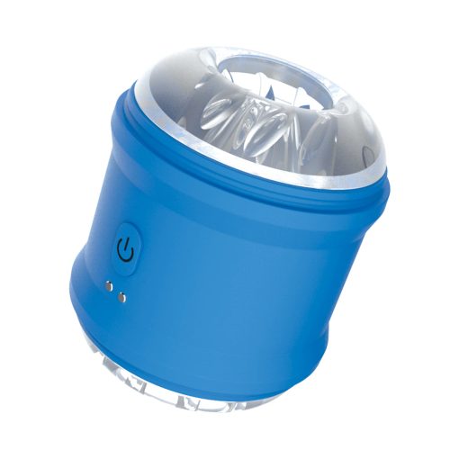 The Royale Vibrating Masturbator Cylinder – Open-Ended, Rechargeable, Blue - Image 4