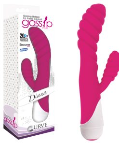 Curve Toys Gossip Diana Waterproof Ringed Silicone Flexible Dual Stimulation Vibrator Magenta