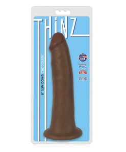 Curve Toys Thinz 8 In. Slim Dildo With Suction Cup Brown