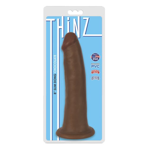 Curve Toys Thinz 8 In. Slim Dildo With Suction Cup Brown
