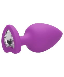 Ouch! Flexible Silicone Diamond Heart Butt Plug Purple Extra Large