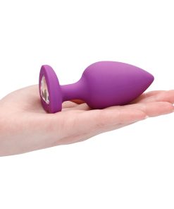Ouch! Flexible Silicone Diamond Heart Butt Plug Purple Extra Large