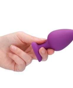 Ouch! Flexible Silicone Diamond Heart Butt Plug Purple Extra Large