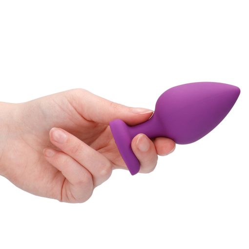 Ouch! Flexible Silicone Diamond Heart Butt Plug Purple Extra Large - Image 8