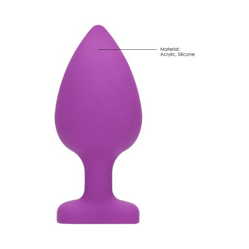 Ouch! Flexible Silicone Diamond Heart Butt Plug Purple Extra Large - Image 9