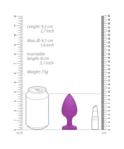 Ouch! Flexible Silicone Diamond Heart Butt Plug Purple Extra Large