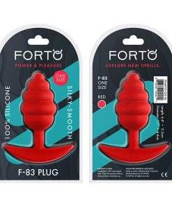 Spiral Silicone Anal Plug – Forto F-83 Red Medium Ribbed Plug with Anchor Base