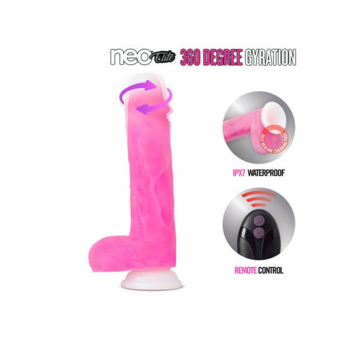 Neo Elite Roxy 8 In. Silicone Gyrating Dildo With Balls Pink - Image 7